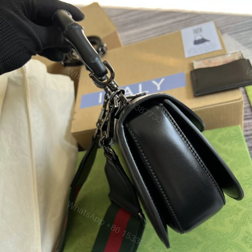 View 3 of Gucci Bamboo 1947 Small Top Handle Bag Black 21Cm 675797 10ODP 1060