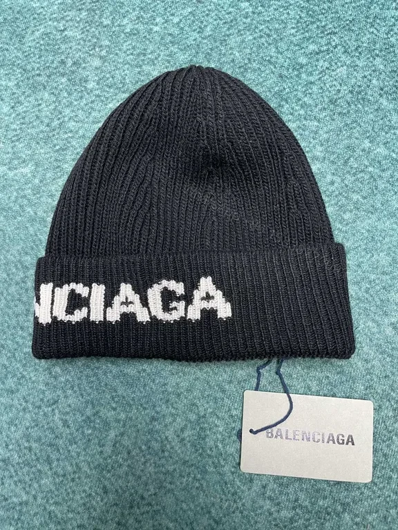 View 2 of Bold Knit Beanie Balenciaga Navy Logo Band Beanie