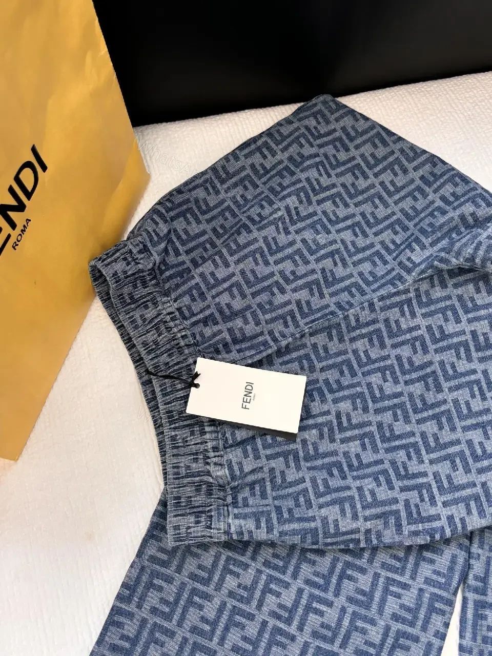View 6 of Bold Monogram Trousers: Luxe Patterned Comfort Fit