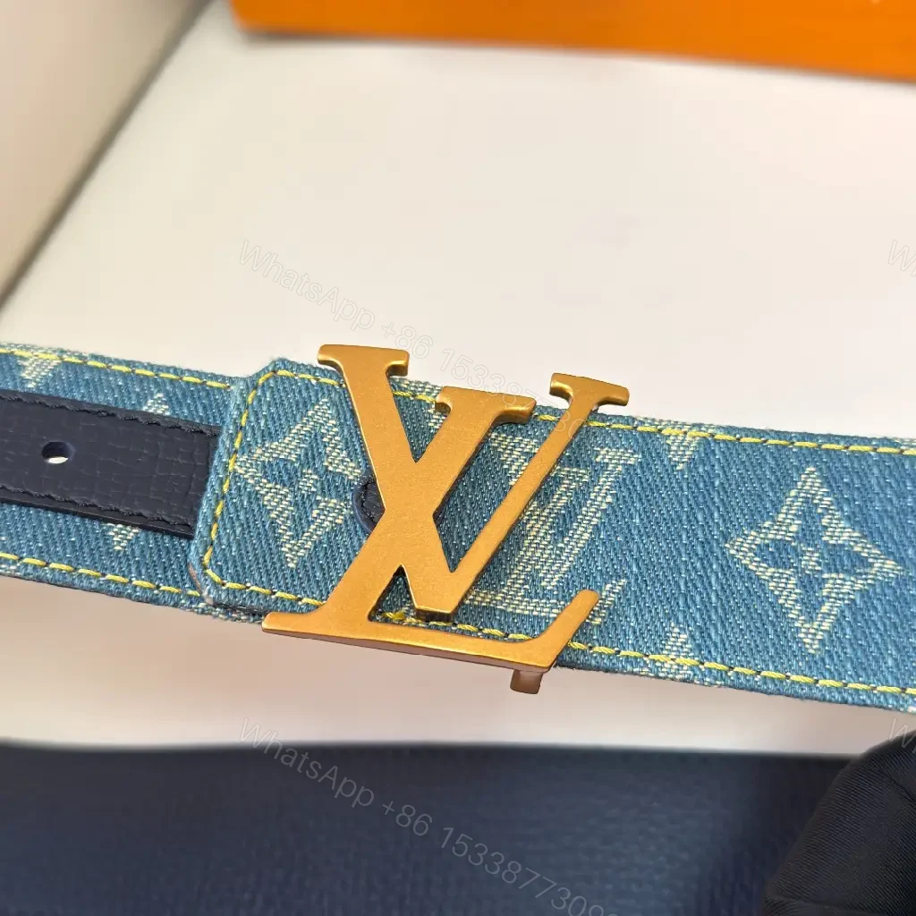 View 9 of Denim-Texture Monogram Belt: Subtle Luxury, Everyday Comfort