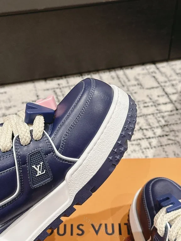 View 3 of Bold Navy Caviar Leather High-Top Sneakers with LOVE Embellishments