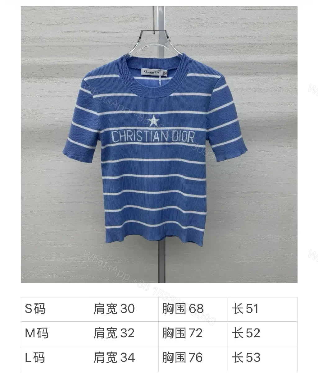 View 10 of Blue Stripes Knit Tee - Elevated Casual Luxury Knit Top