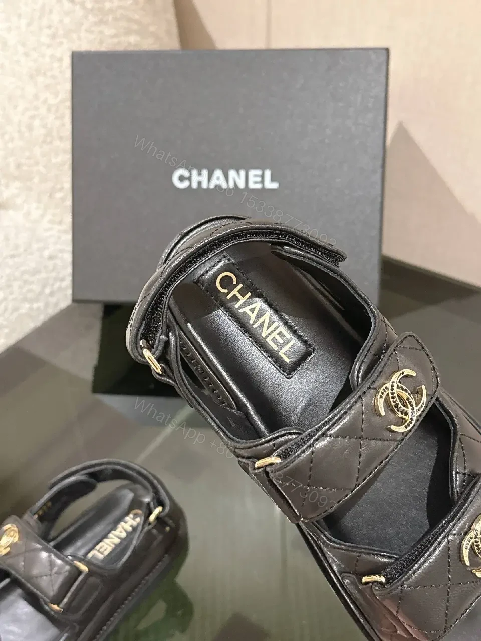 View 3 of Gold-Accent Leather Sandals: Luxury Designer-Inspired Comfort