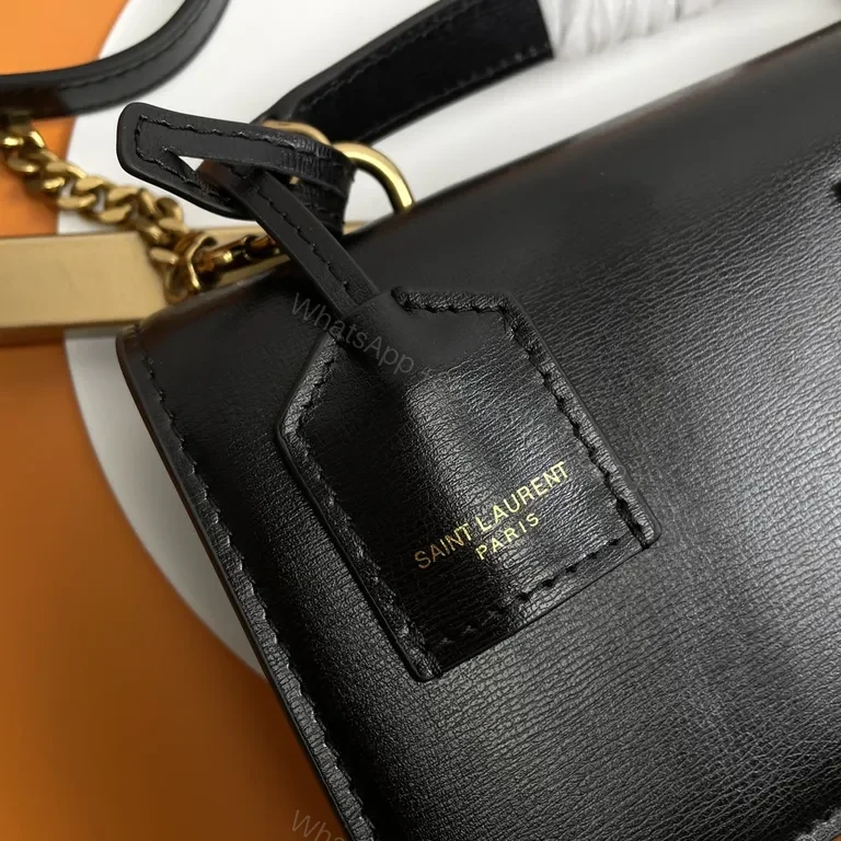 View 8 of Chic YSL Crossbody: Leather-Suede, Gold Logo, Luxe Everyday