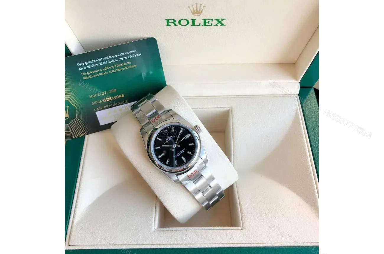 View 7 of Replica Rolex Oyster Perpetual SS/SS Black/Stk 31/41 mm