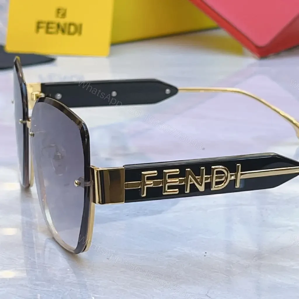 View 5 of Gold Frame Pink Gradient Sunglasses with FENDI Logo