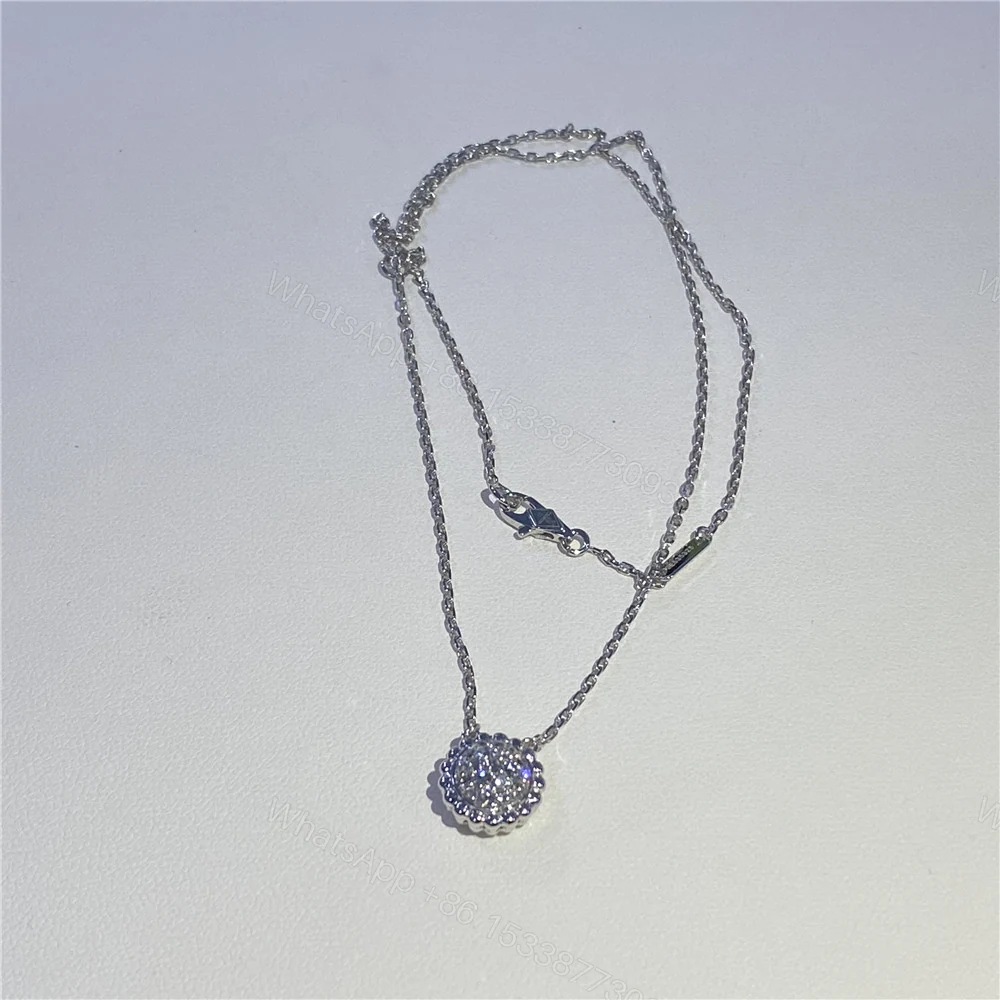 View 5 of Replica VCA 18k White Gold Perlee Necklace Pave Diamonds
