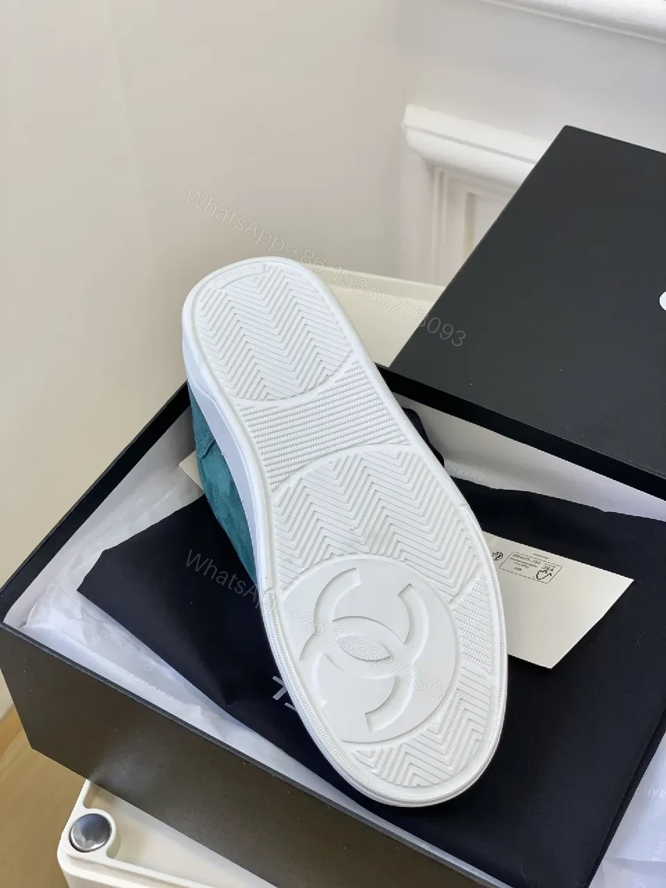 View 4 of Teal Suede Low-Top Sneakers with Signature Accents