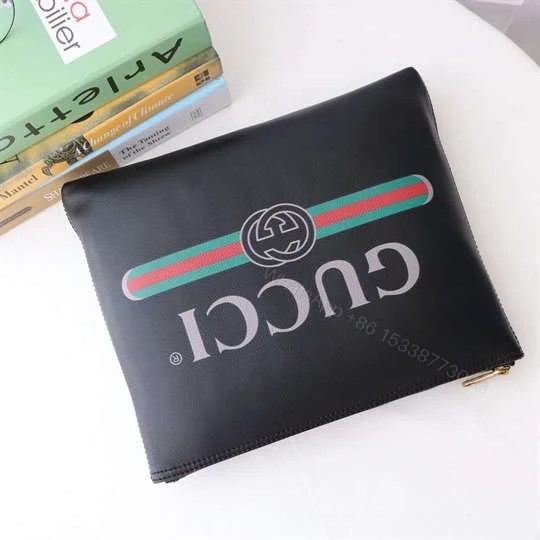 View 4 of Gucci Large Clutch Purse Black Leather GG Logo Web – WGR035