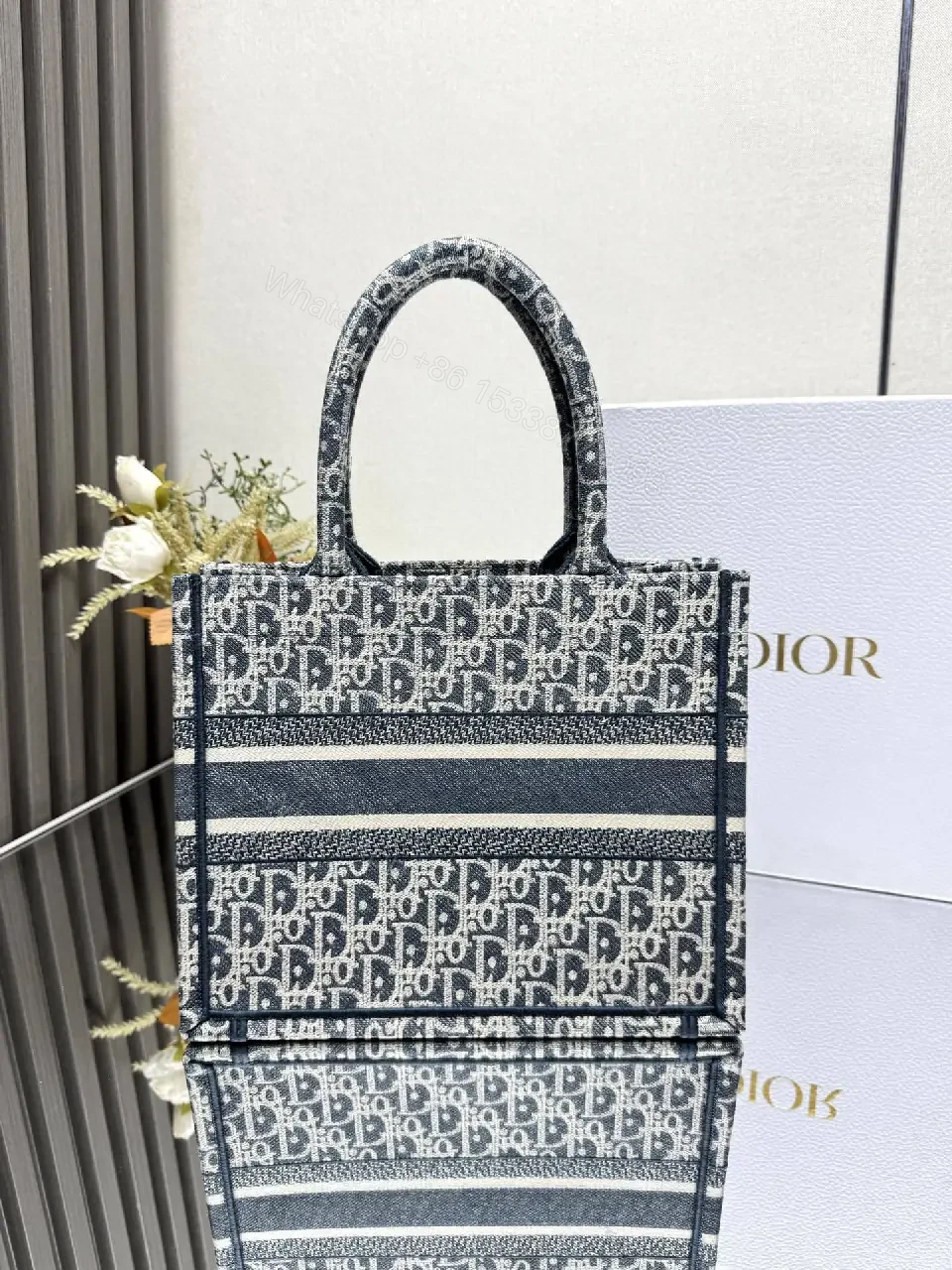 View 6 of Monochrome Jacquard Tote: Bold Texture, Everyday Chic, Open-Top