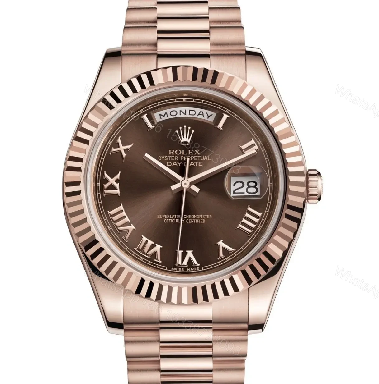 Replica Rolex Day-Date 40 Everose gold Chocolate Dial Watch m228235-0002 — view 1
