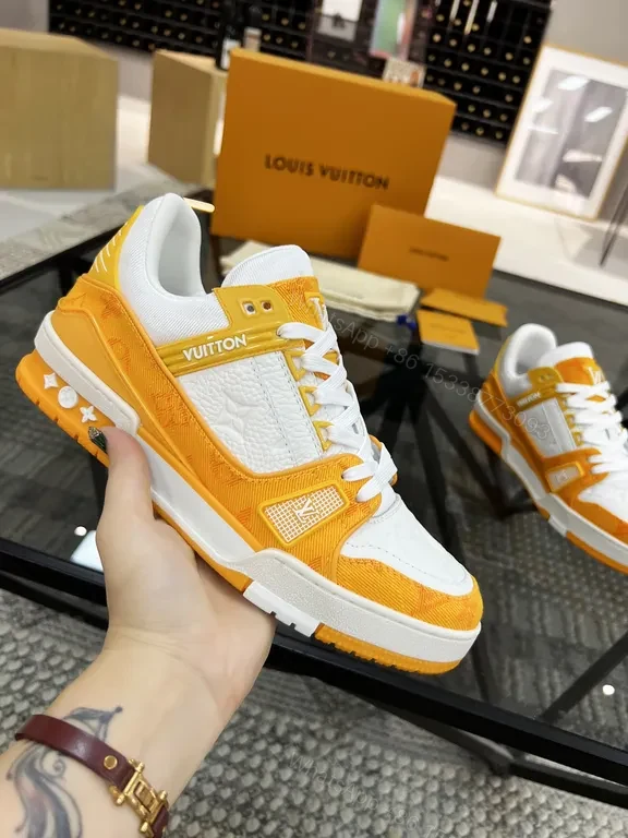 View 2 of Orange Suede & White Quilted High-Tops - Lux Streetwear Sneakers