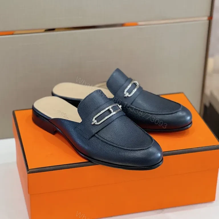View 8 of Navy Leather Horsebit Mule: Luxury Slip-On Pro