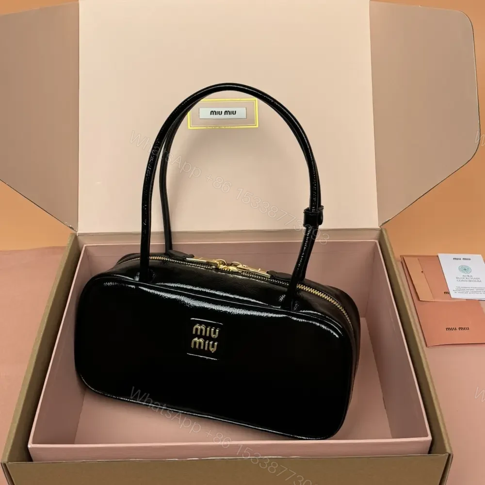 View 5 of 高仿miumiu*Beau系列5BB173漆面羊皮手提包黑色免檢版