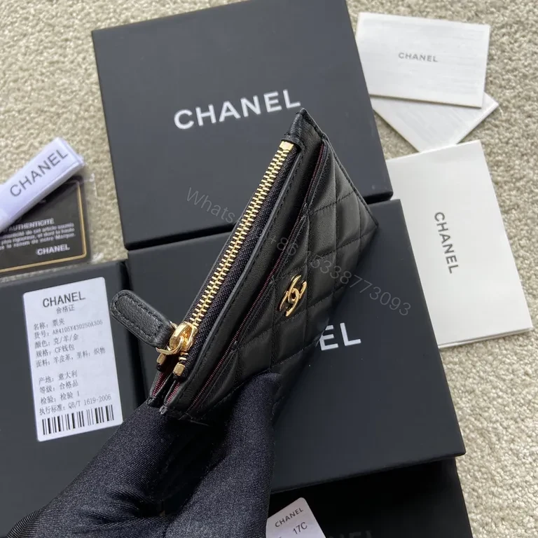 View 9 of Black Calfskin Chanel Cardholder Wallet: Quilted Luxury, Compact Style
