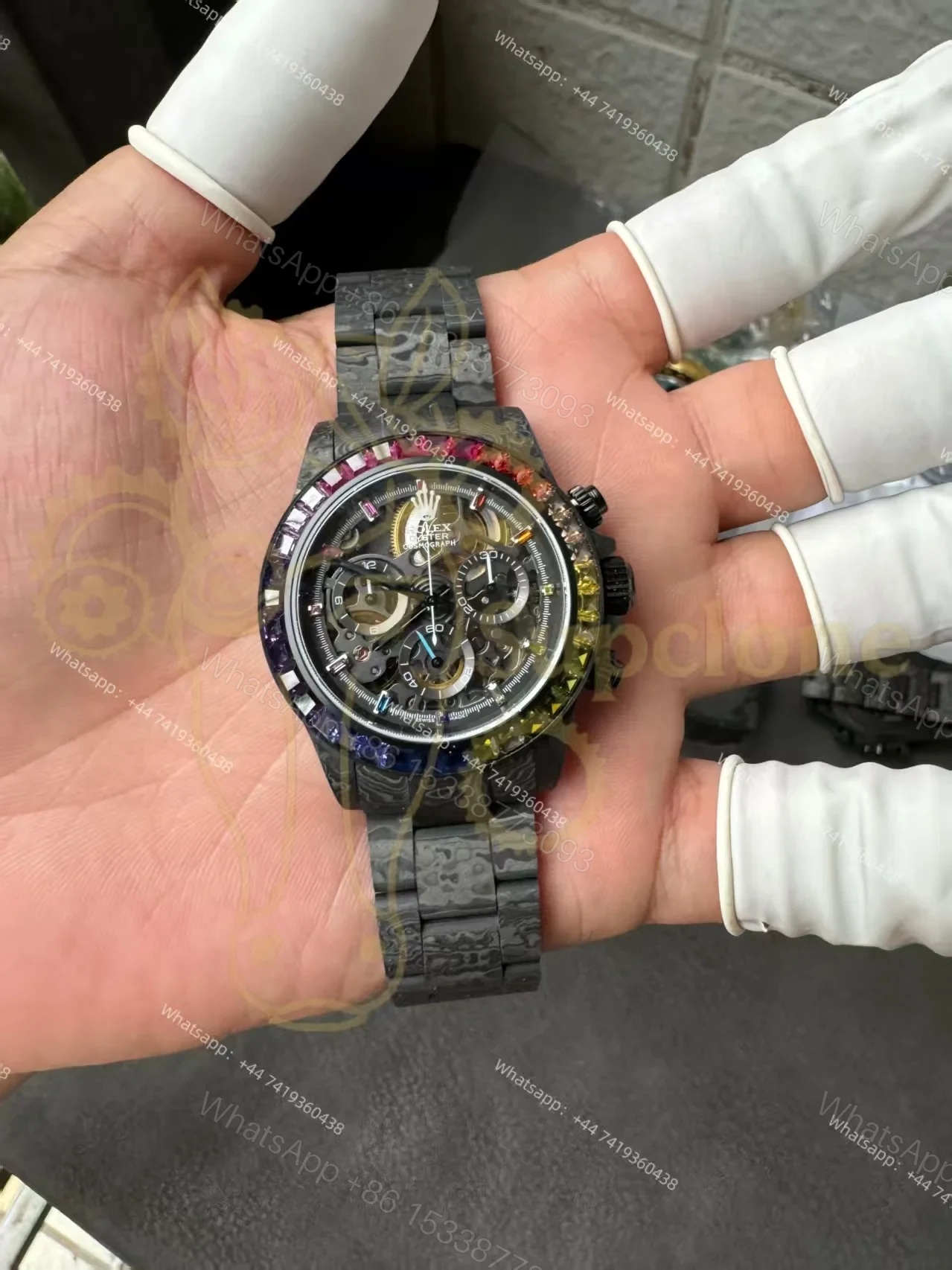 View 4 of Rolex Super Clone Carbon Fiber Daytona Rainbow Bezel Carbon Fiber Bracelet