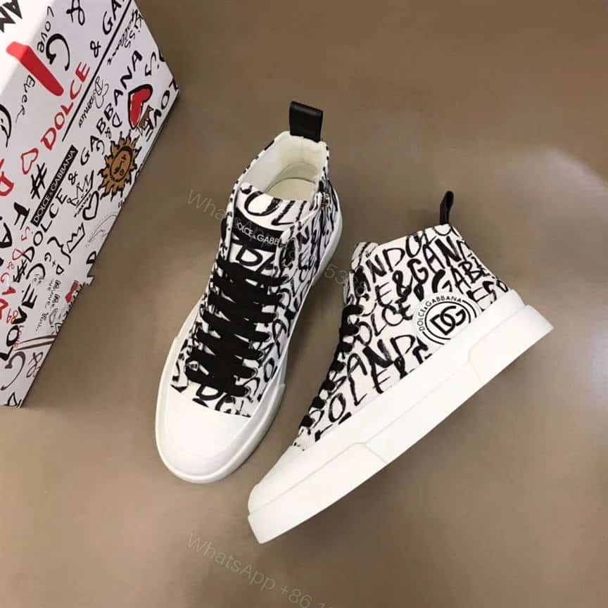 View 9 of DOLCE AND GABBANA CANVAS PORTOFINO LIGHT MID-TOP SNEAKERS WITH DG LOGO PRINT – DG109