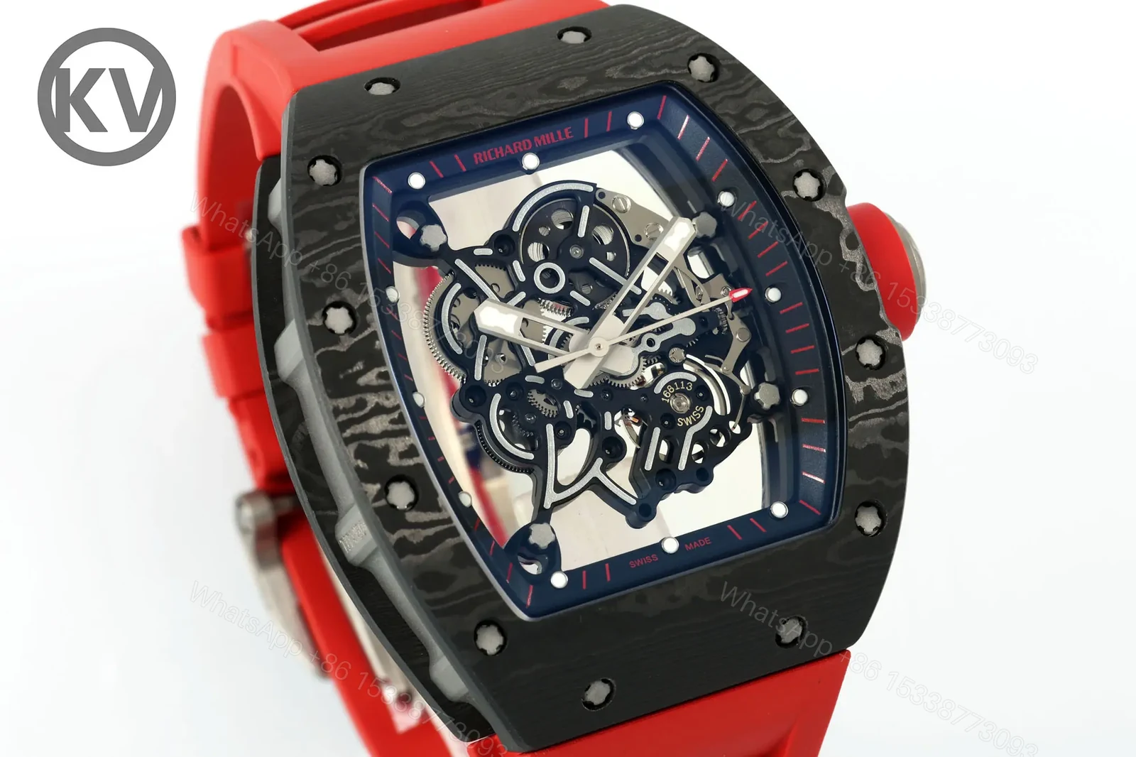 View 3 of KV Factory KV Richard Mille RM055 Skeleton Watch, Red
