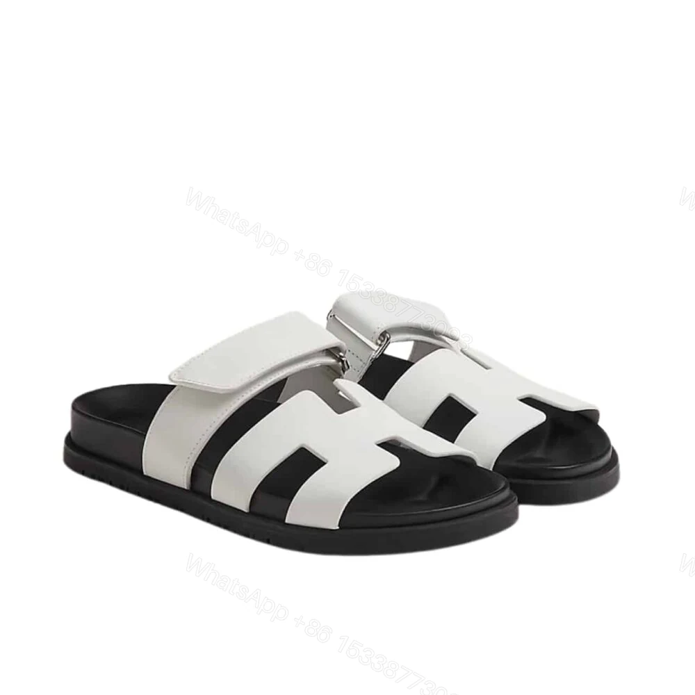 Hermes Chypre Sandal Blanc Calfskin White H222100Z 90345 — view 1