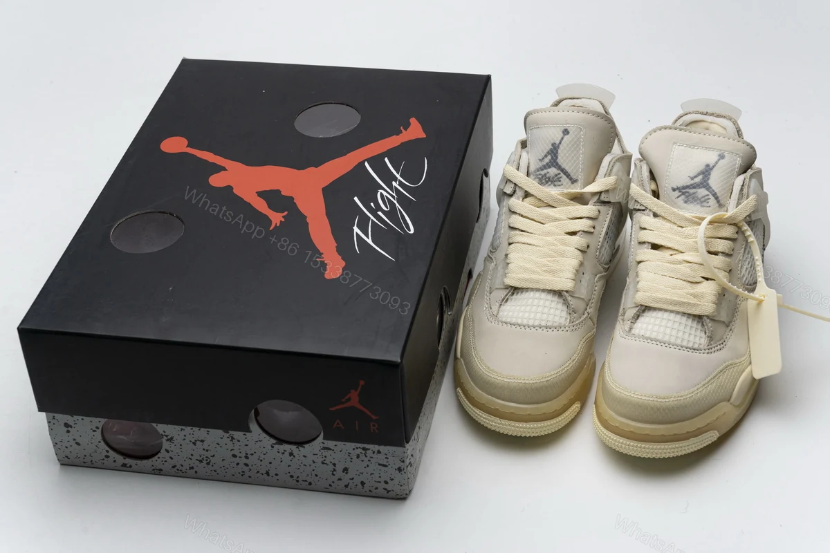 OFF White x Air Jordan 4 Retro Sail CV9388-100 (Best Quality) — view 2