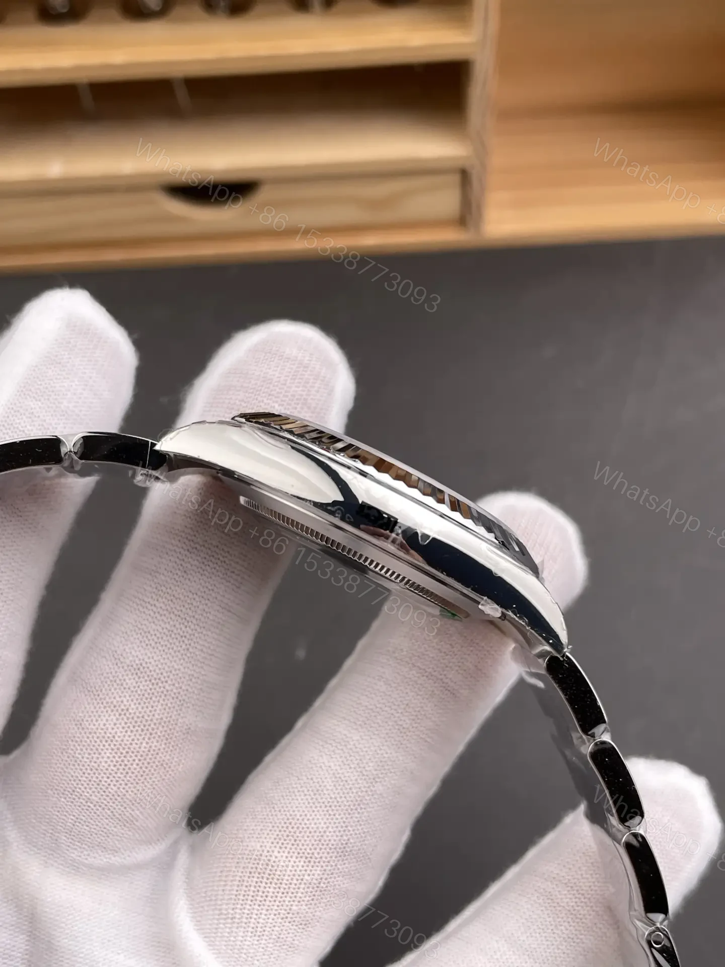 View 6 of Rolex Datejust 41 Stainless Steel Fluted Oyster Dark Rhodium – Diamond 126334-0005