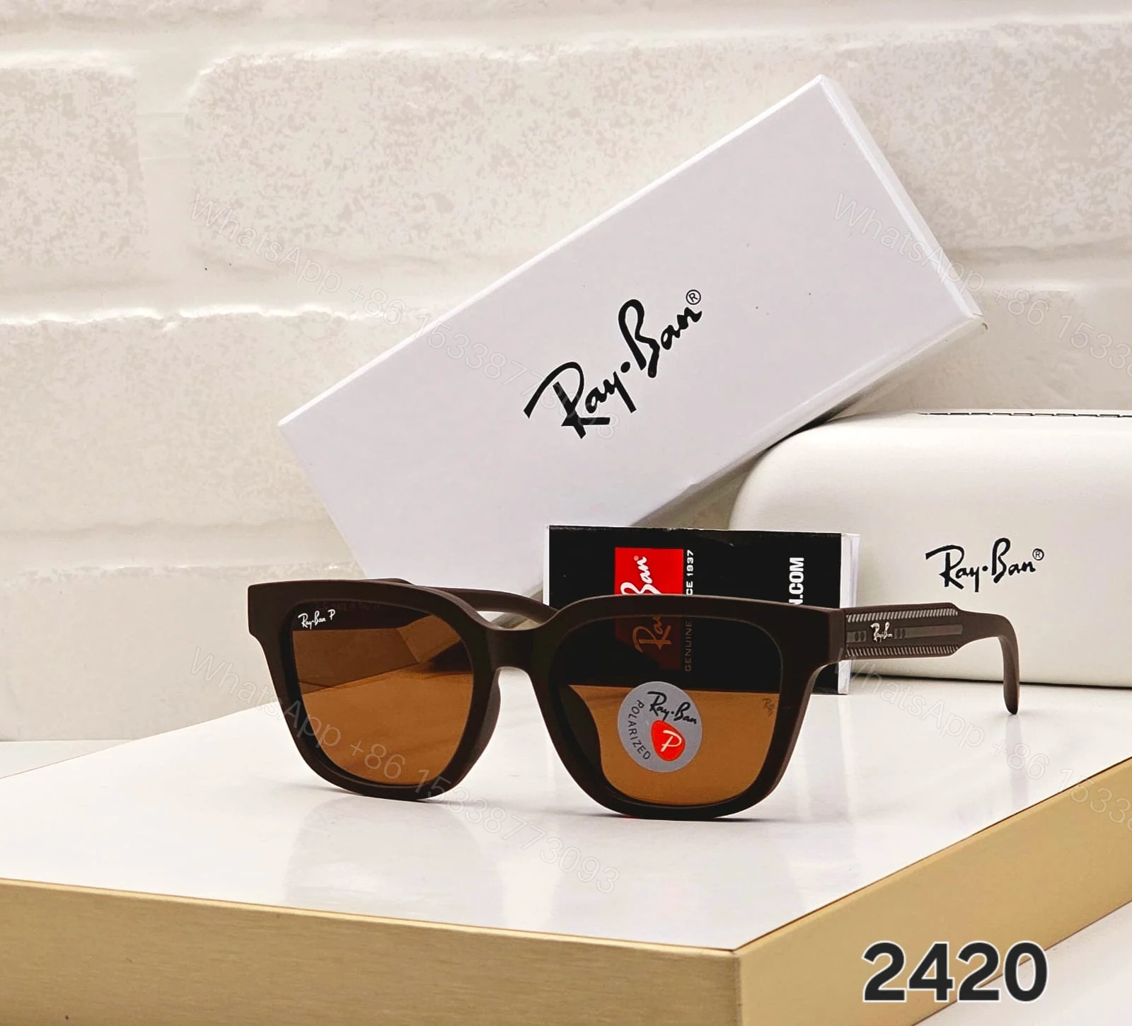 View 4 of Ray-Ban Square Sunglasses Black-Grey