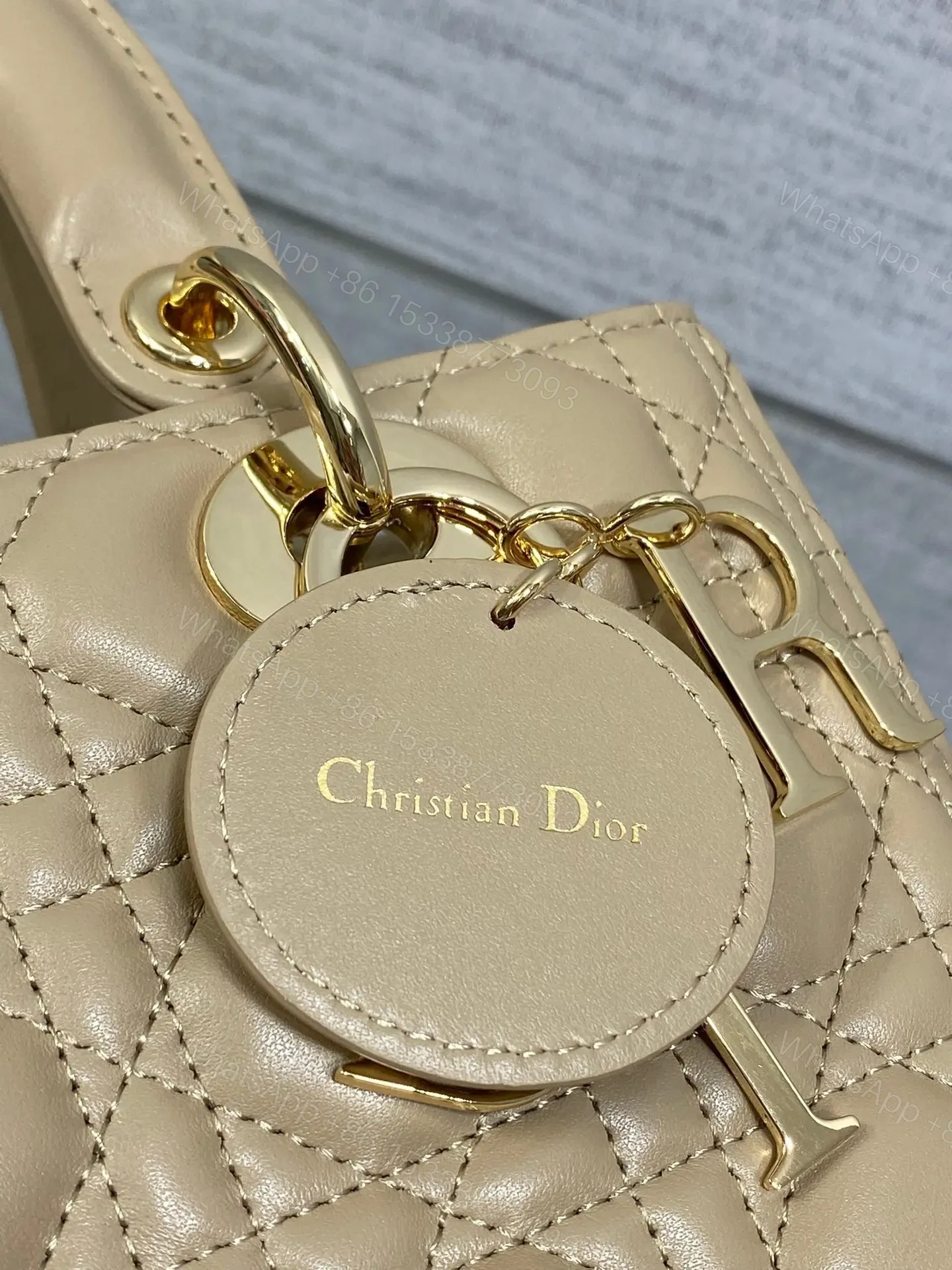 View 6 of DIOR MEDIUM LADY BAG 24 IN POWDER BEIGE GOLD HARDWARE