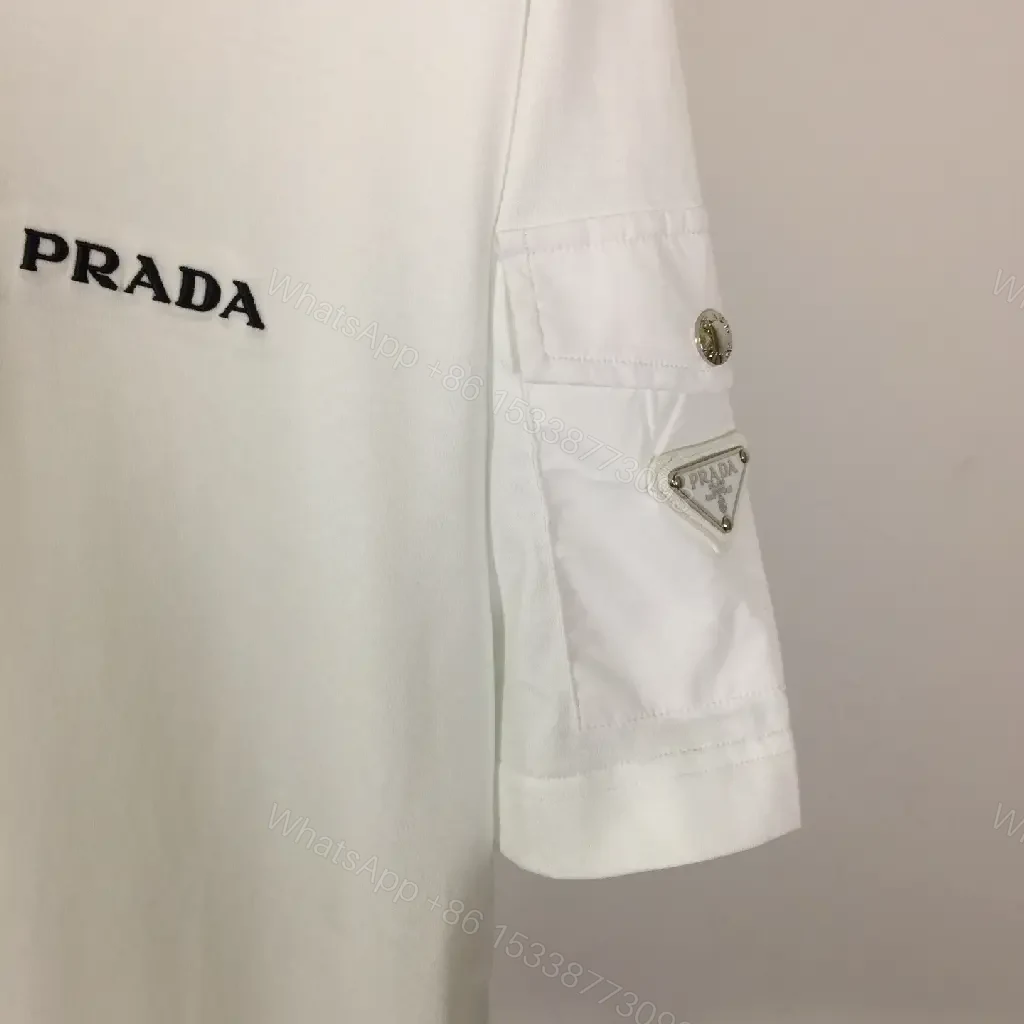 View 5 of White Cotton Zip-Neck Tee with Subtle Logo, Modern Luxe Streetwear