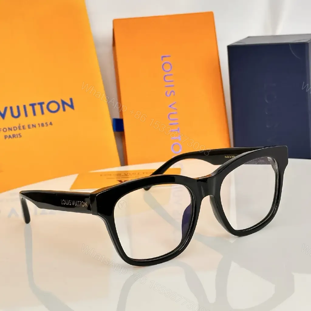 View 4 of Black Acetate Modern Frame with LV Detail Eyewear