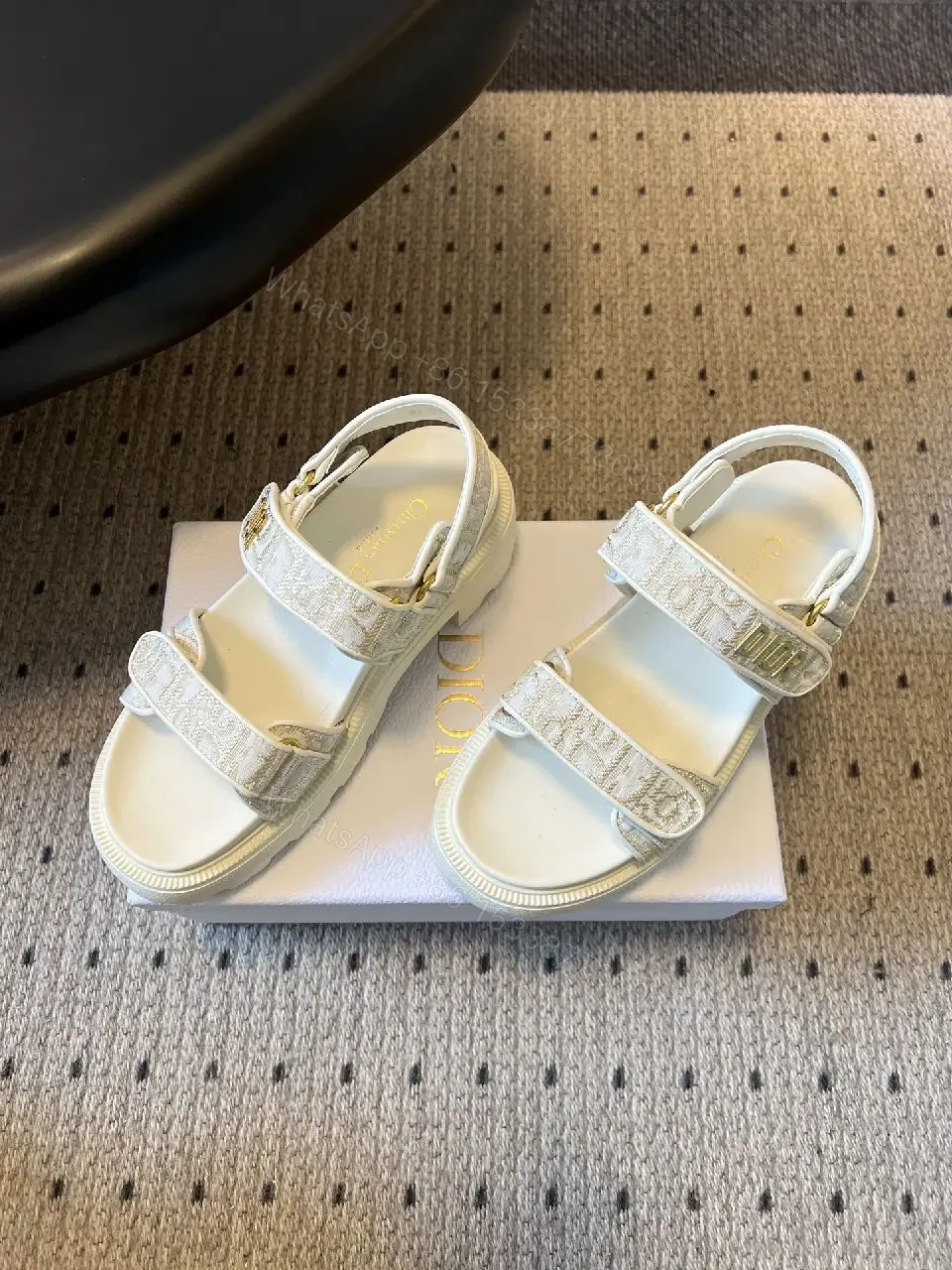 View 4 of Metallic Sandals: Luxe-Texture, Velcro Strap Comfort Platform