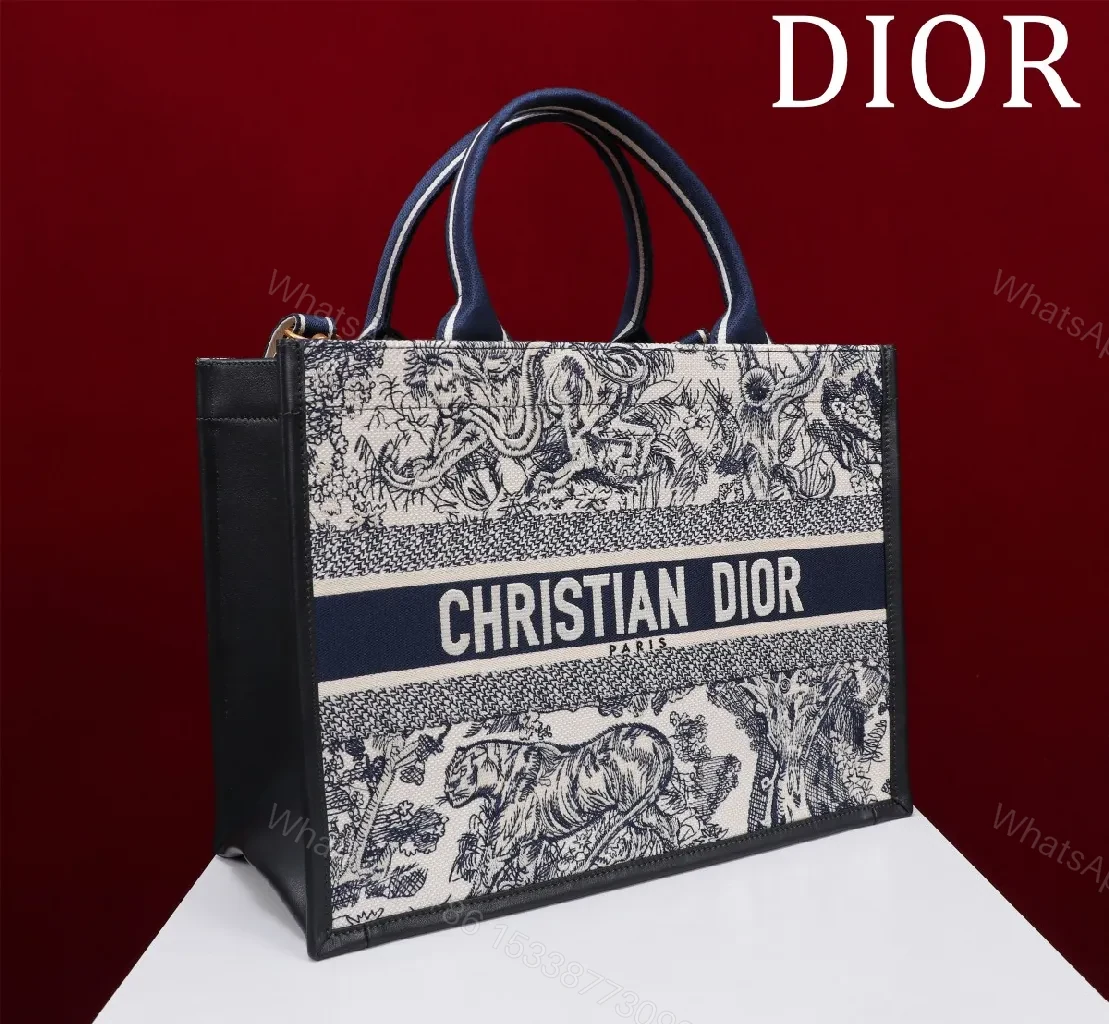 View 5 of Bold Navy Ivory Tapestry Tote: Signature Logo Carryall