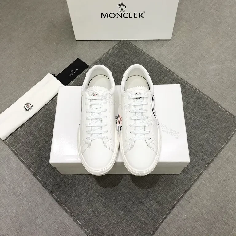 View 6 of White Calfskin Sneaker with Subtle Moncler Emblem - Luxury Casual Sneaker
