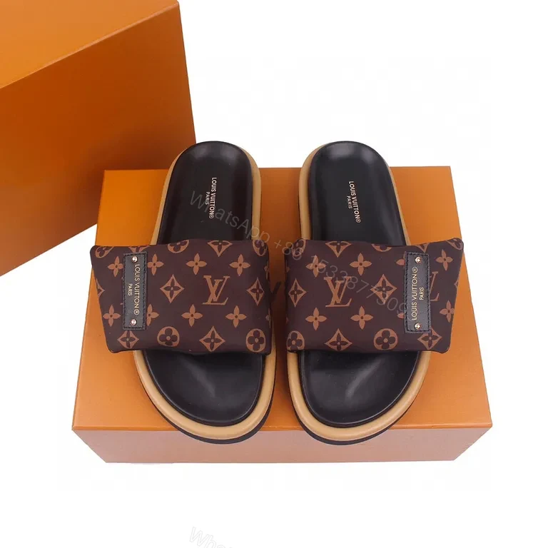 Brown Monogram Slides - Luxe Comfort, Elevated Texture — view 1
