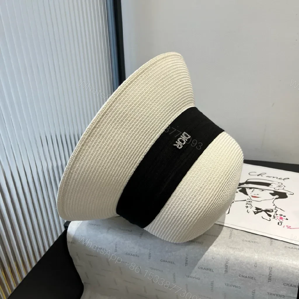 View 4 of White Straw Hat Black Band Ultra-Luxe Sun Artistry