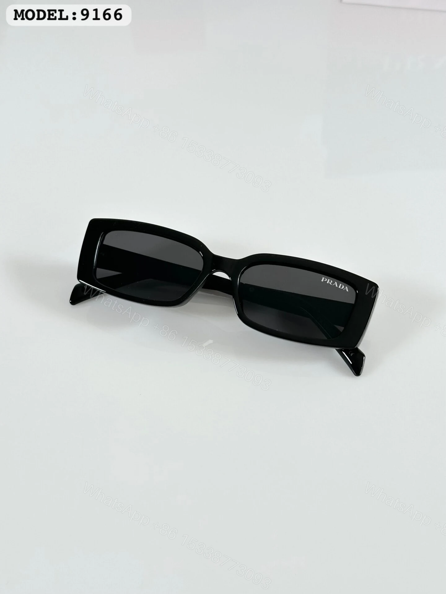 View 4 of Prada 9166 Rectangular Black Sunglasses