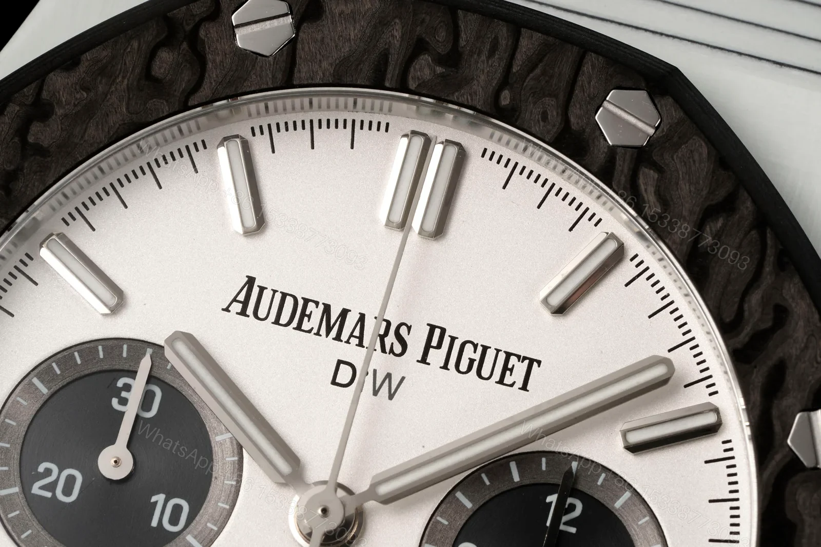 View 4 of Audemars Piguet Replica Royal Oak Chronograph 42MM Premium Carbon Bezel Black Strap Edition RG-AP-RO-BLACK-42