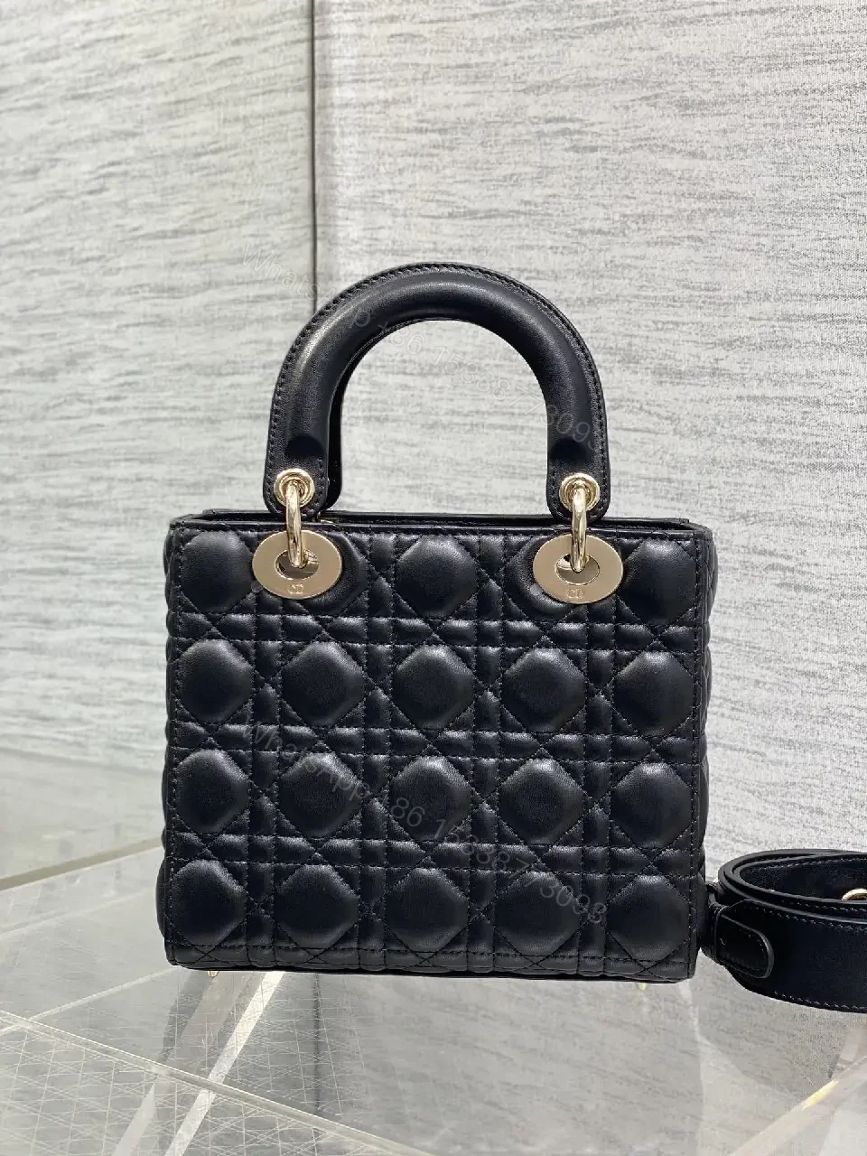 View 6 of Quilted Mini Handbag: Gold Accents, Luxury Chic