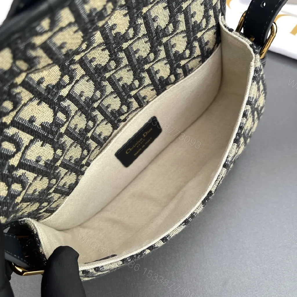 View 5 of Patterned Monogram Crossbody: Luxury Leather Trim Bag