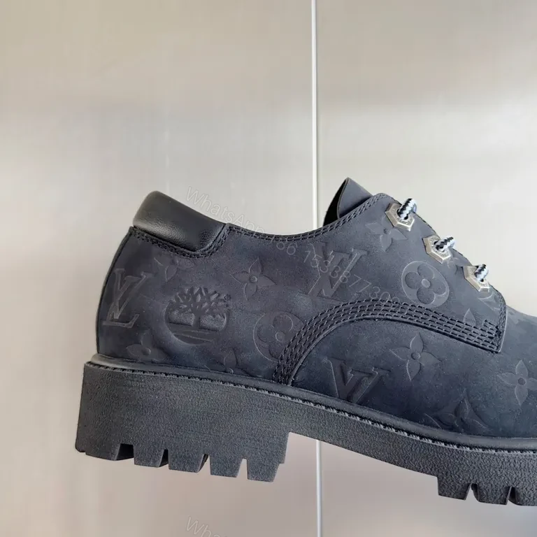 View 5 of Louis Vuitton-Inspired Monogram Leather High-Tops, Luxe Comfort Sneakers