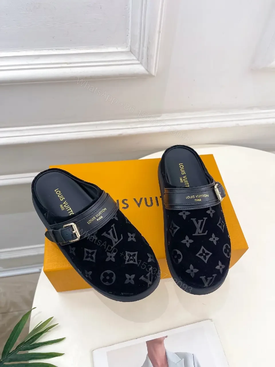 View 9 of Velvet Monogram Slip-Ons: Luxe, Comfortable Mules