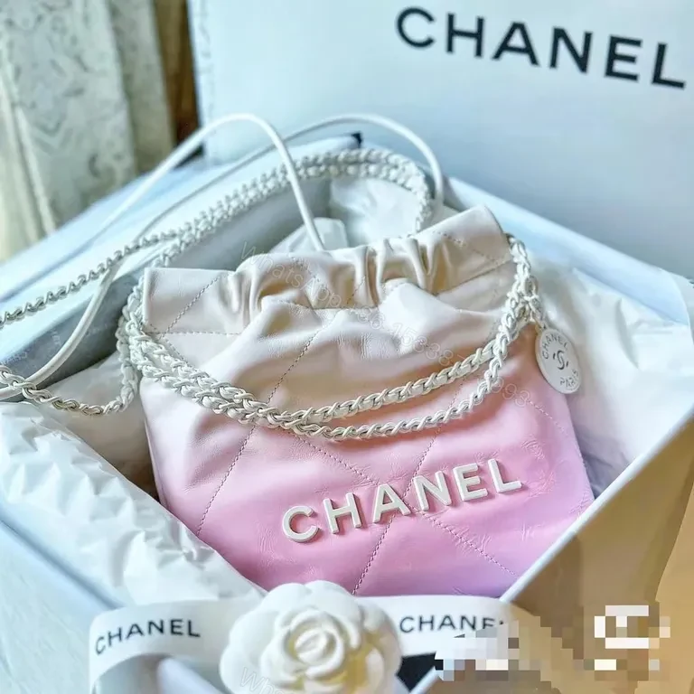 View 8 of Soft Gradient Quilted Bag with CHANEL Logo Chain Bag