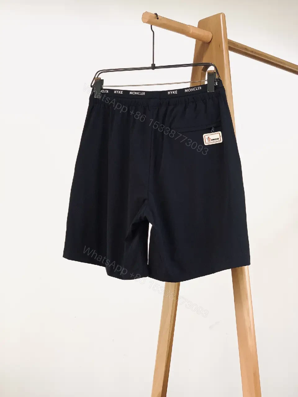 View 8 of Black Nylon Drawstring Moncler Style Shorts
