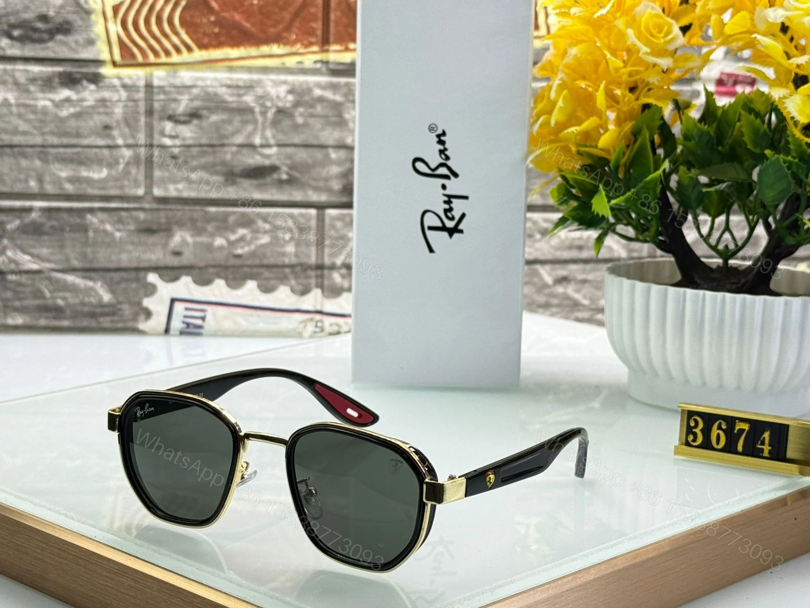 View 4 of Ray-Ban Octagon Ferrari Edition Green-Black Acetate