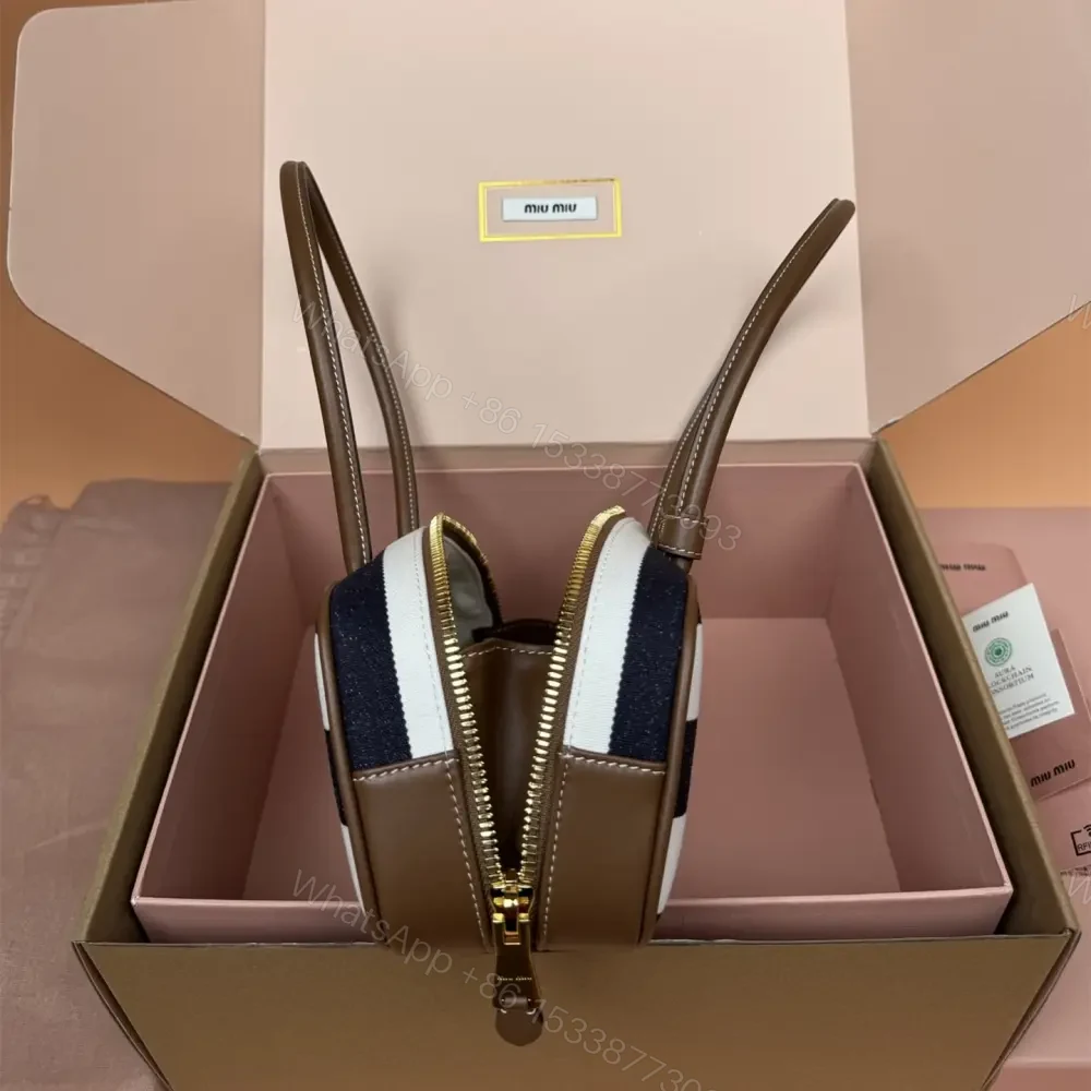 View 7 of 高仿miumiu*Beau系列5BB173牛皮帆布手提包藍白色免檢版