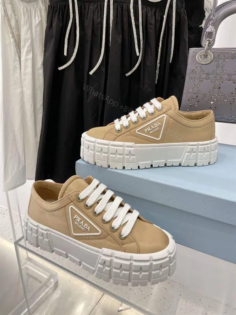 View 5 of PRADA DOUBLE WHEEL RE-NYLON GABARDINE SNEAKERS BEIGE – PRD087