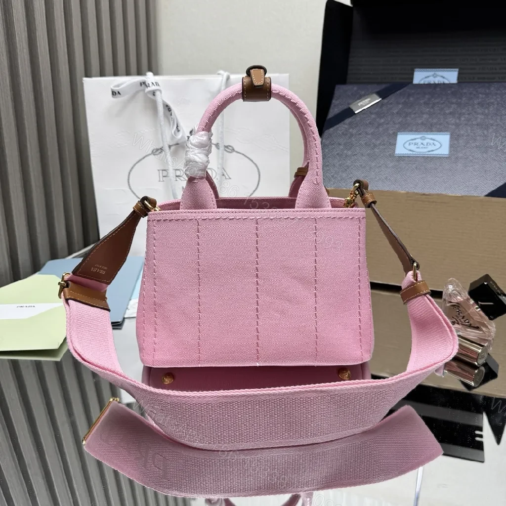 View 3 of Chic Pink Canvas Mini Bag with Textured Finish and Hardware
