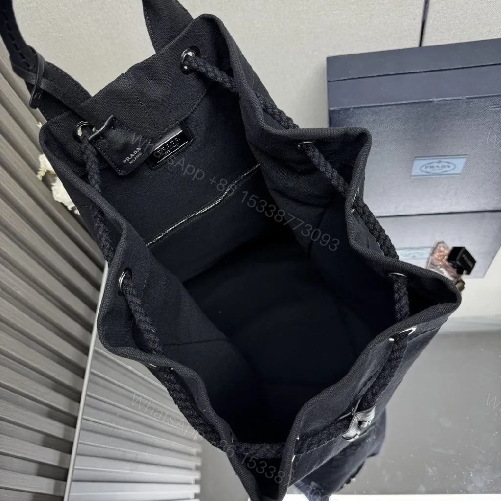 View 5 of Minimalist Black Drawstring Backpack — Subtle Luxury, Everyday