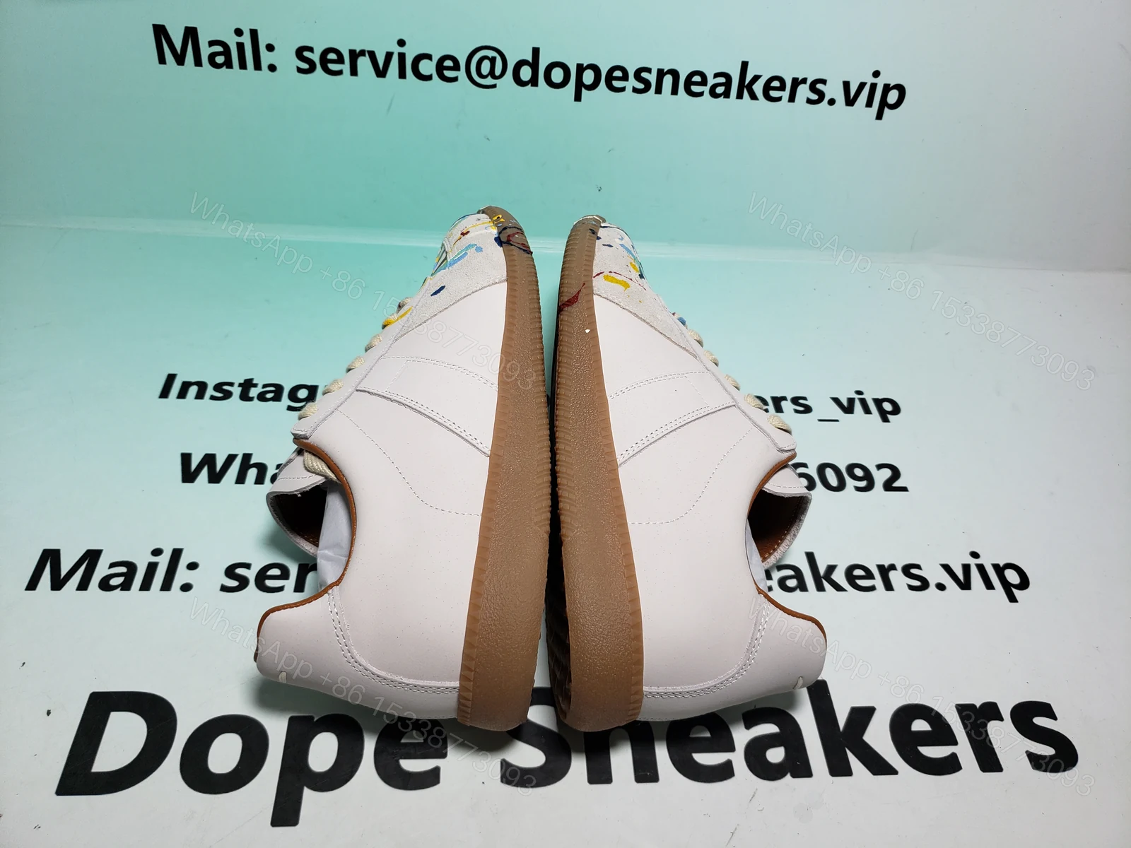 View 9 of Maison Margiela White Paint Replica Sneakers POIZON240805818