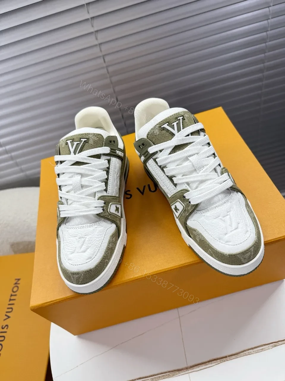 Patterned Leather-Luxe High-Tops with LV Detailing — view 1