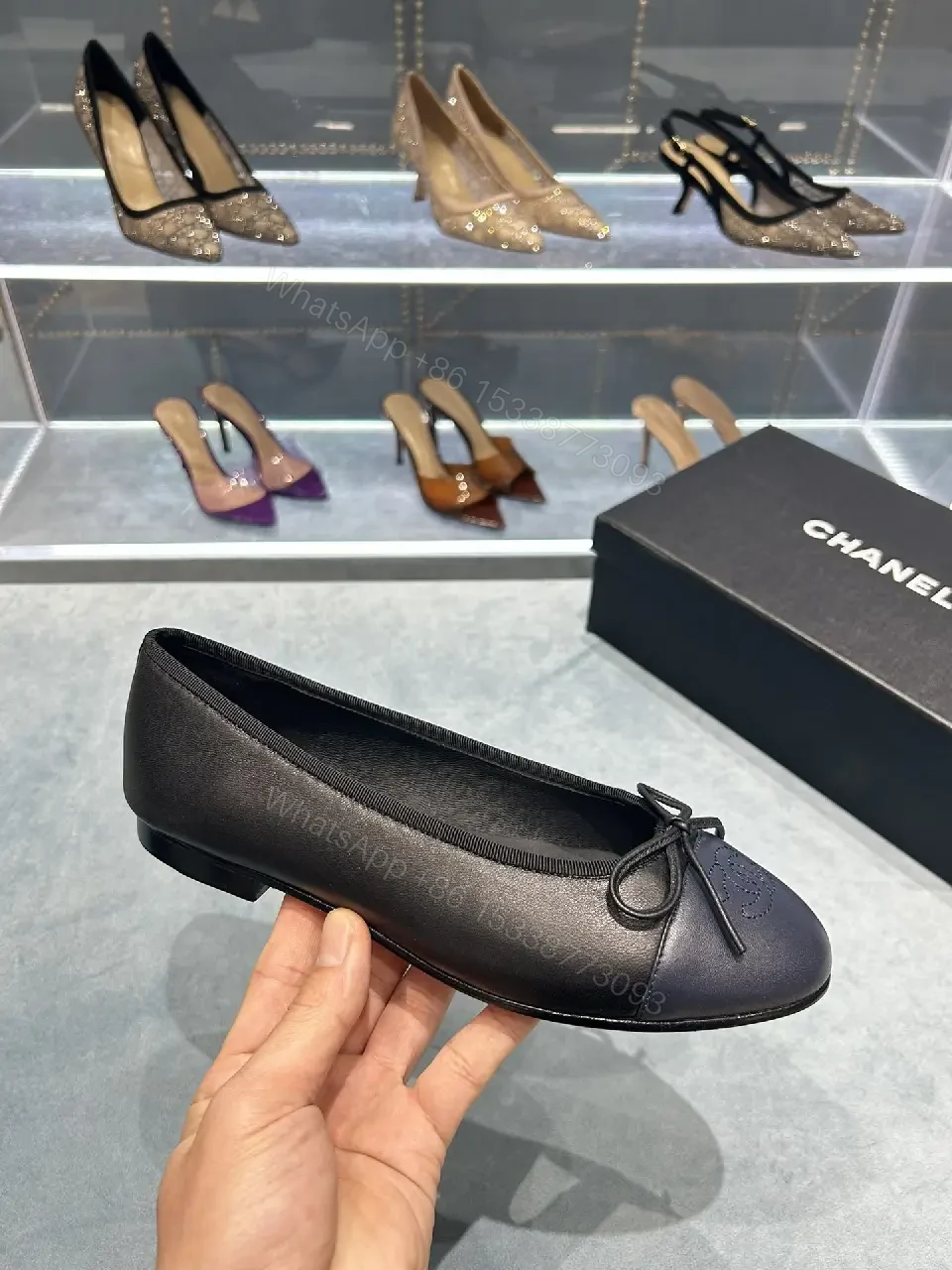 View 6 of Chic Leather Ballet Flats with Embossed Detail, All-Day Comfort